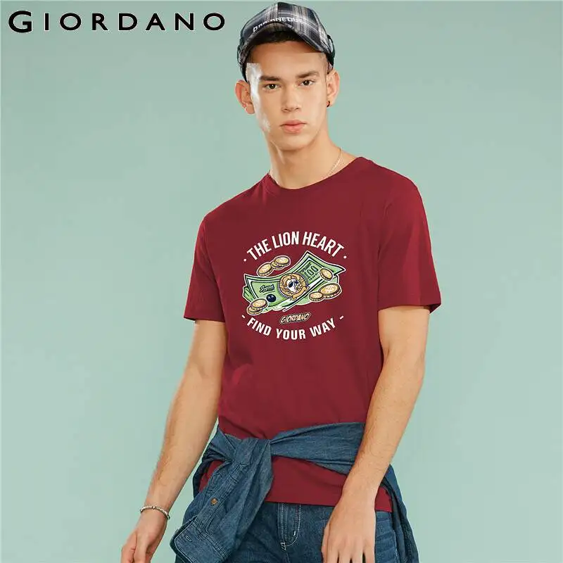 Giordano мужская футболка Supzeol серия тема печатные футболки 100% Чистый хлопок Круглый