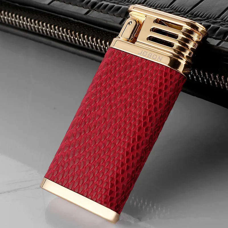 Новинка, кожаная USB Зажигалка, перезаряжаемая электронная сигаретная плазма, двойная дуга, импульсная зажигалка, зажигание - Цвет: Red