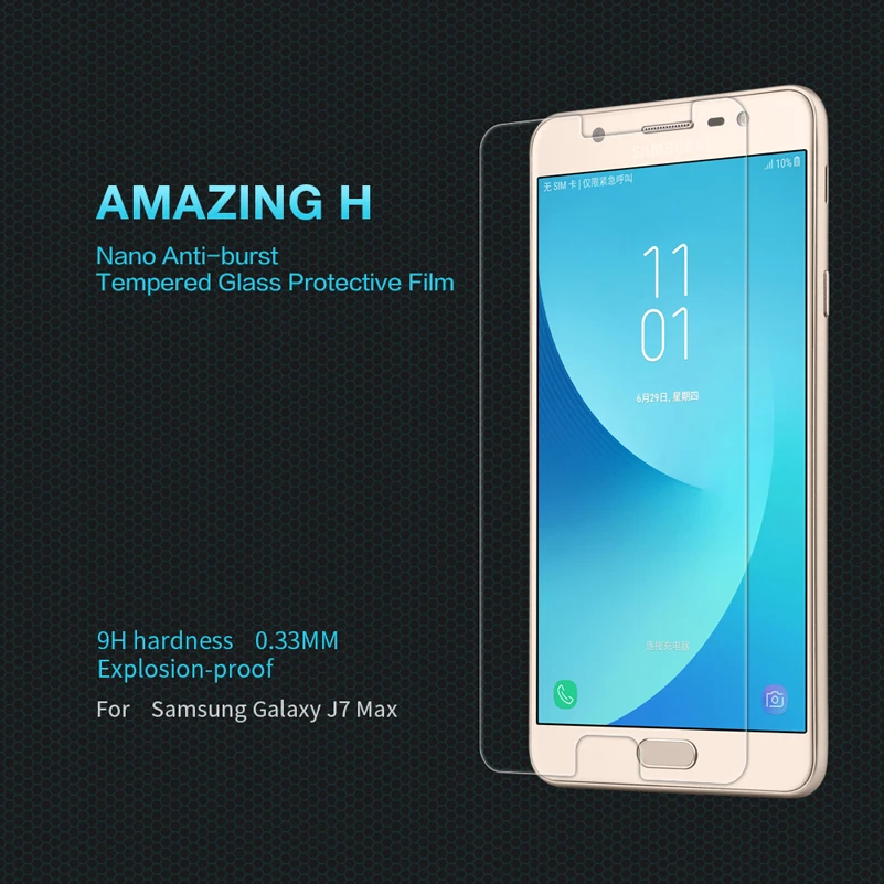 Для Samsung Galaxy J7 Макс стекло пленка NILLKIN 9 H твердость закаленного стекла защитная