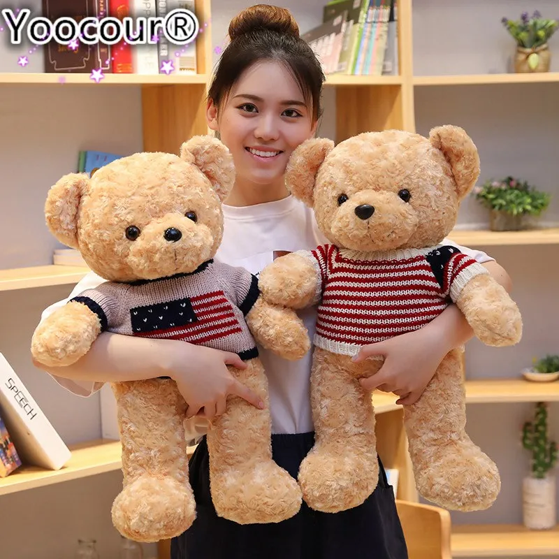 

Teddy Bear Plush Toys Sweater Bear 45/60/80CM Soft Stuffed Animals Cute Fluffy Bear Plush Dolls For Baby Kids Birthday Gifts