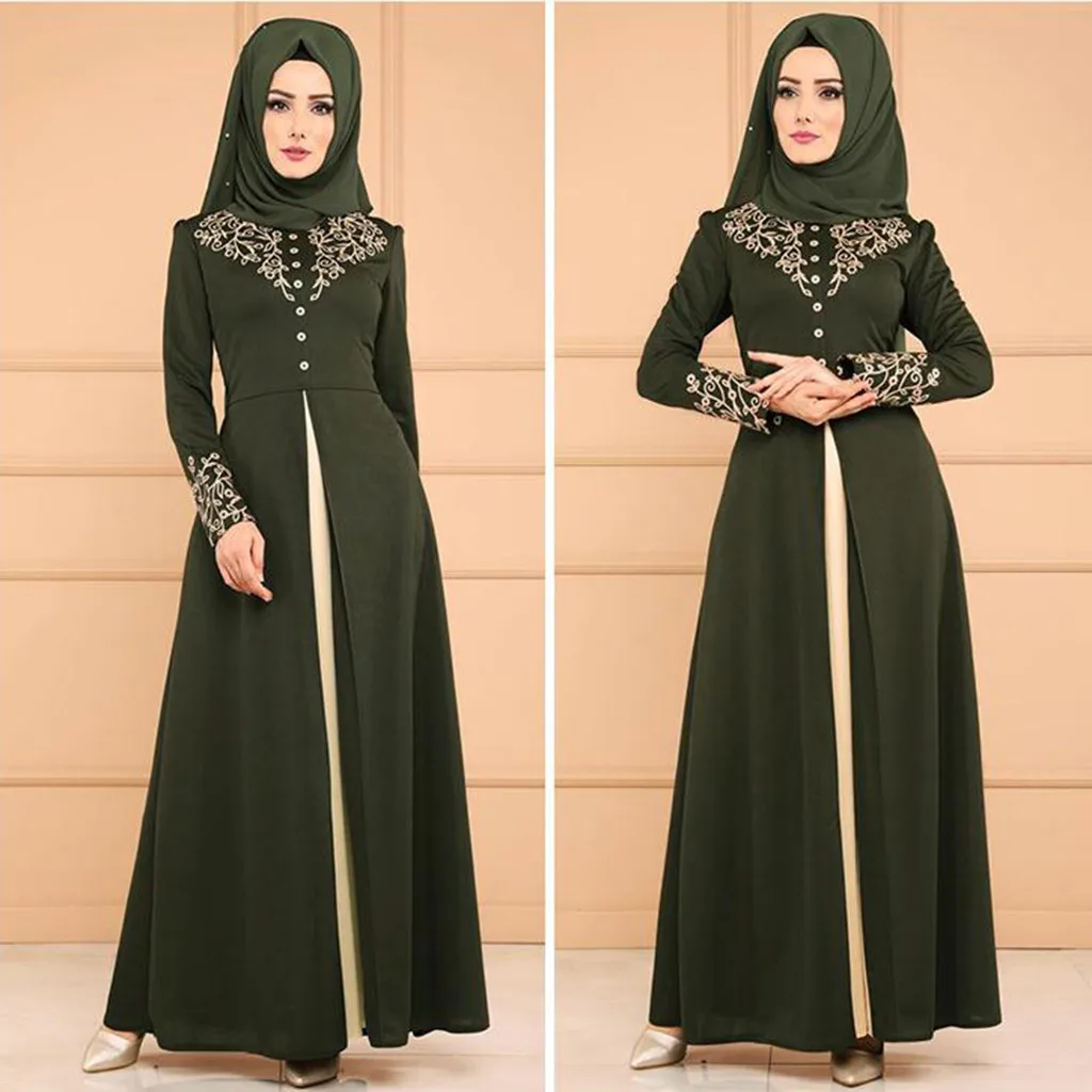 MyBatua Abaya с хиджабом Jilbab мусульманское платье макси женское из полиэстера простое