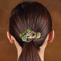vintage peacock hairpin coral powder flower barrettes women hair accessories head jewellery handicrafts chinese ethnic hair clip