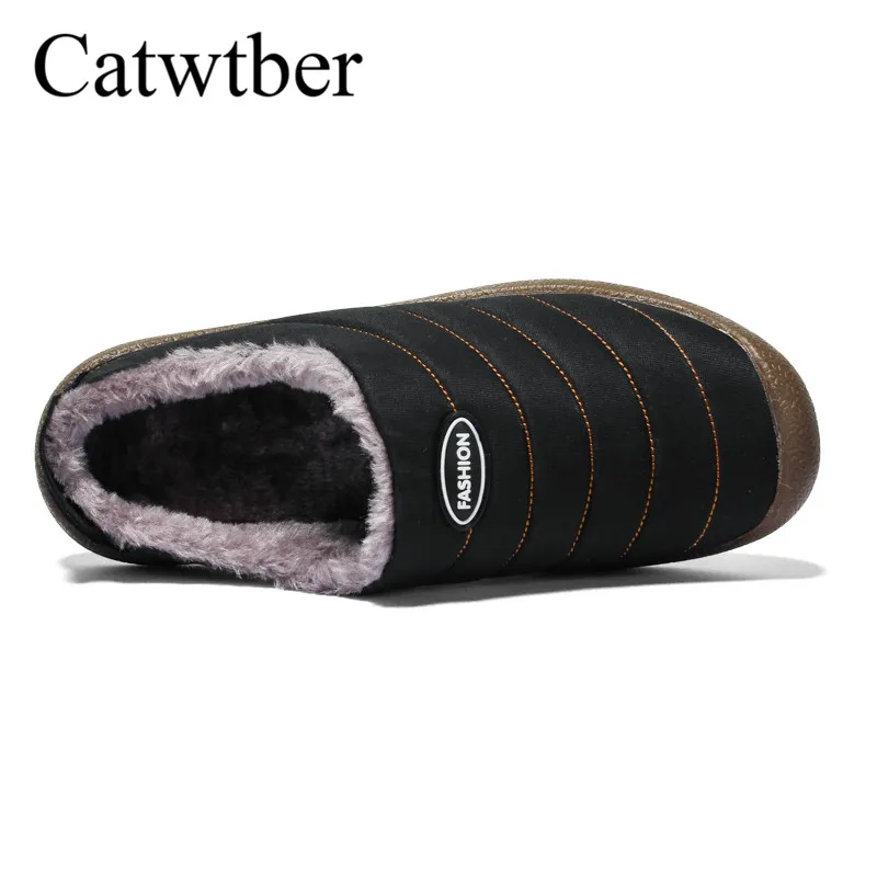 Catwtber Winter Plush Women Slippers Shoes Big Size 48 Slides Home Unisex Fleece Warm Fur Thicken Cotton-padded | Обувь