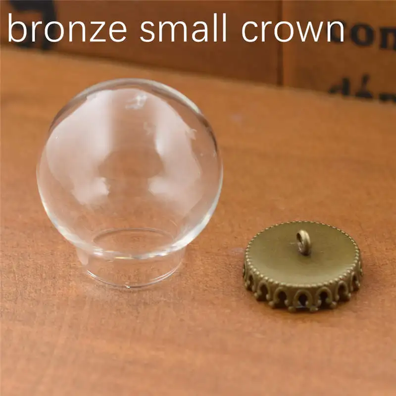 hanger small crown 5 компл. 25*15 мм полый стеклянный глобус с установкой база бусины крышка набор orb Стеклянные Флаконы подвеска в форме стеклянной бутылки ювелирные изделия кулон - Окраска металла: hanger small crown