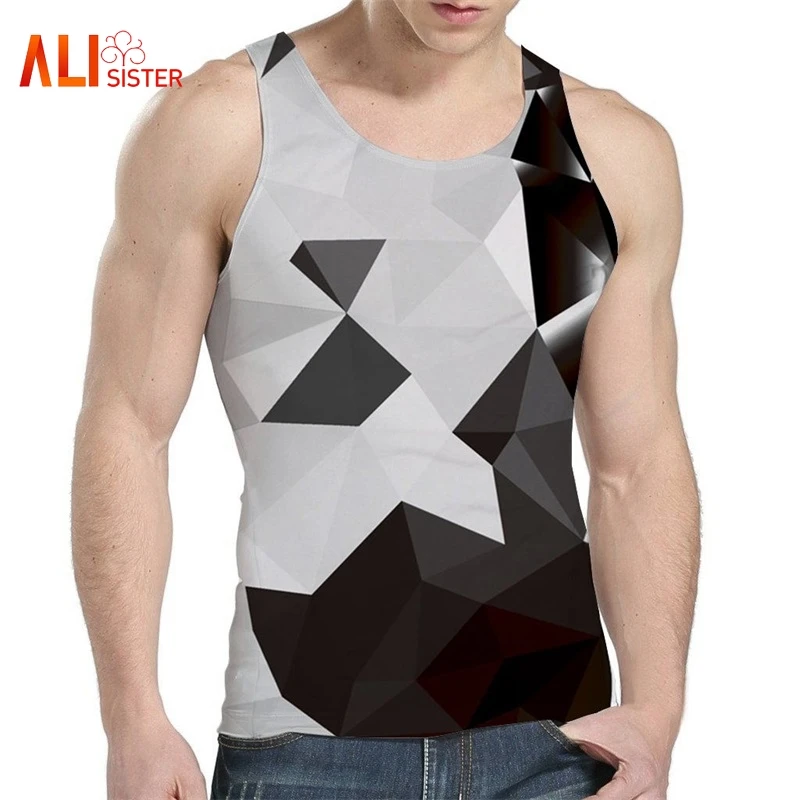 Модные мужские топы на бретельках с забавным 3d принтом волка и животных тонкие