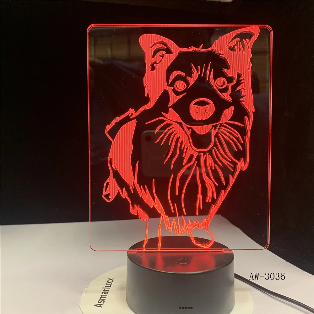 

Bedside 7 Colors Changing Shepherd Modelling Desk Lamp Led 3D Dog Night Light Lampara Decor Usb Baby Sleep Lighting Gift GX-3036