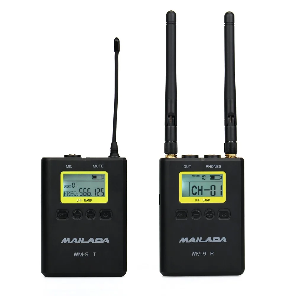 MAILADA WM9 50 канальный Профессиональный UHF беспроводной микрофон системы для DSLR