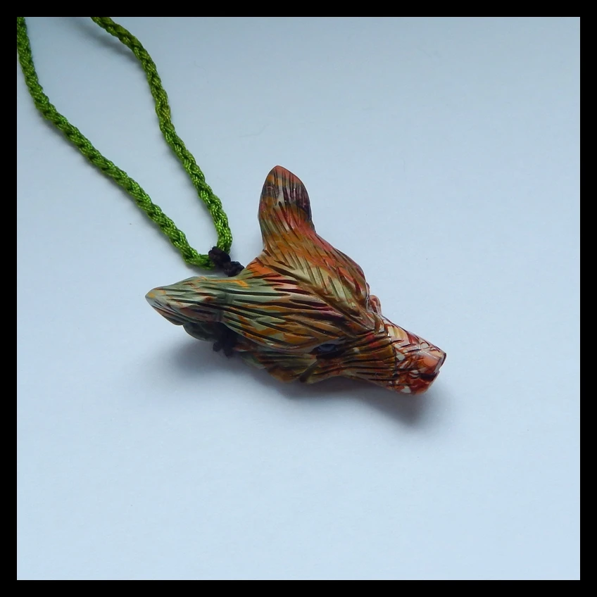 Натуральный камень разноцветная яшма Пикассо Резная Голова волка модные