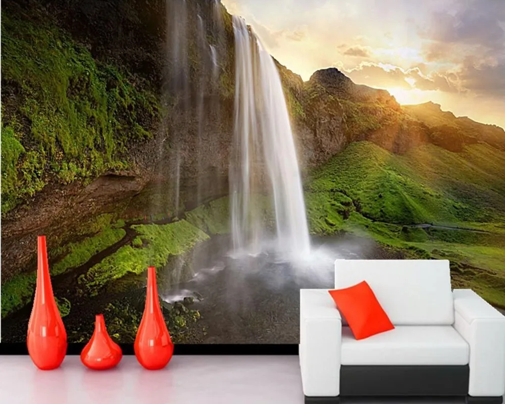 

Custom mural wallpaper,The majestic mountain waterfall papel de parede, living room sofa TV wall bedroom modern design wallpaper