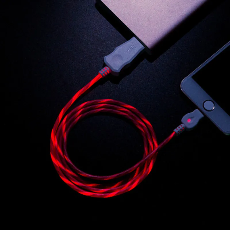 Светодиодный светящийся струящийся зарядный кабель type C Micro USB для samsung Galaxy S8 S9, usb-кабель для передачи данных, суперзарядка для huawei P20