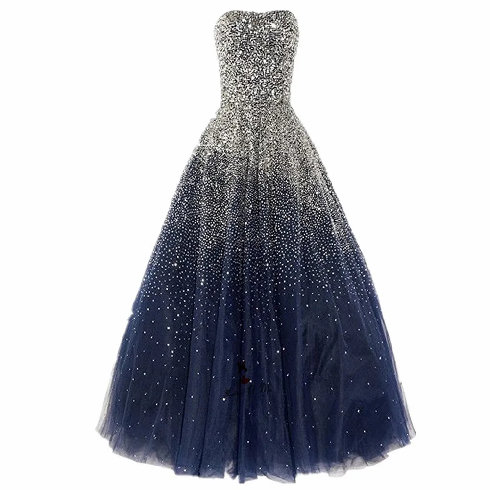 Vestidos de Quince anos милые 16 Бальные платья темно-синего цвета со сверкающими кристаллами Бальные платья дебютантные платья платье для выпускного вечера для девочек