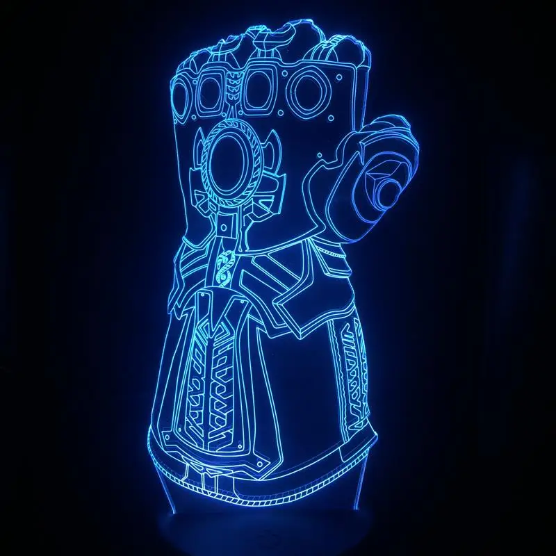 Перчатки Таноса Infinity Gauntlet 3D лампа Иллюзия ночник светодиодный светильник многоцветный вспышка выцветает праздничный реквизит Рождественские подарки