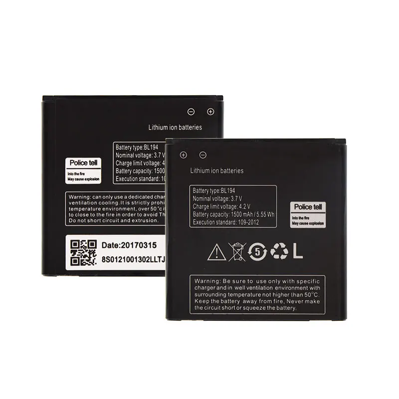 Аккумулятор для Lenovo A288T A298T A520 A660 A698T A690 A370 A530 сменный аккумулятор BL194 1500 мАч |