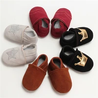 genuine leather baby moccasins crown and stars soft bottom baby boys shoes suede first walkers