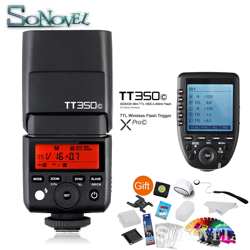 

Godox TT350C Mini Speedlite + XPro-C Flash Trigger Transmitter 2.4G Wireless X System with E-TTL HSS GN36 Camera Flash for Canon