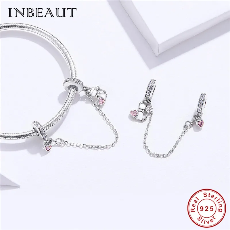INBEAUT 100% 925 пробы Серебряная Милая женская мужская пара кошек силиконовая защитная
