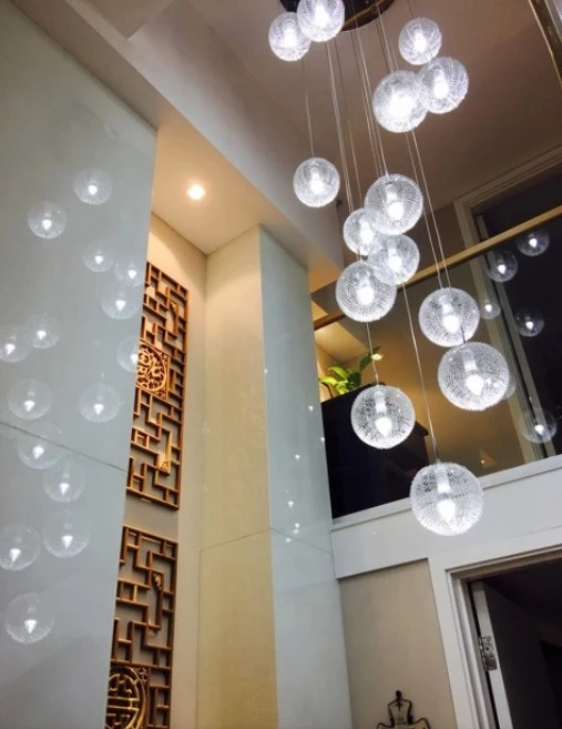 LED lamps Pendant Lights Stairs lights rotary staircase creative restaurant glass spherical duplex villa FG38 | Освещение