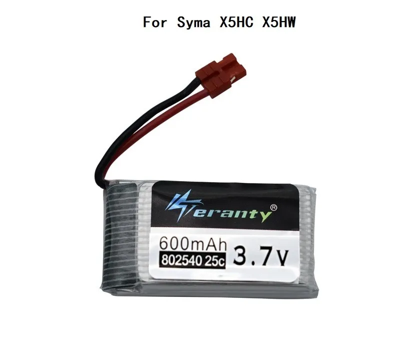 Красный 3,7 в 600 мАч 25c Lipo Батарея 802540 для Syma X5 x5c X5HC X5HW X5SW CX-30 M68 509 509 г 509 Вт 510 Квадрокоптер с дистанционным управлением Drone запасные части - Цвет: Красный