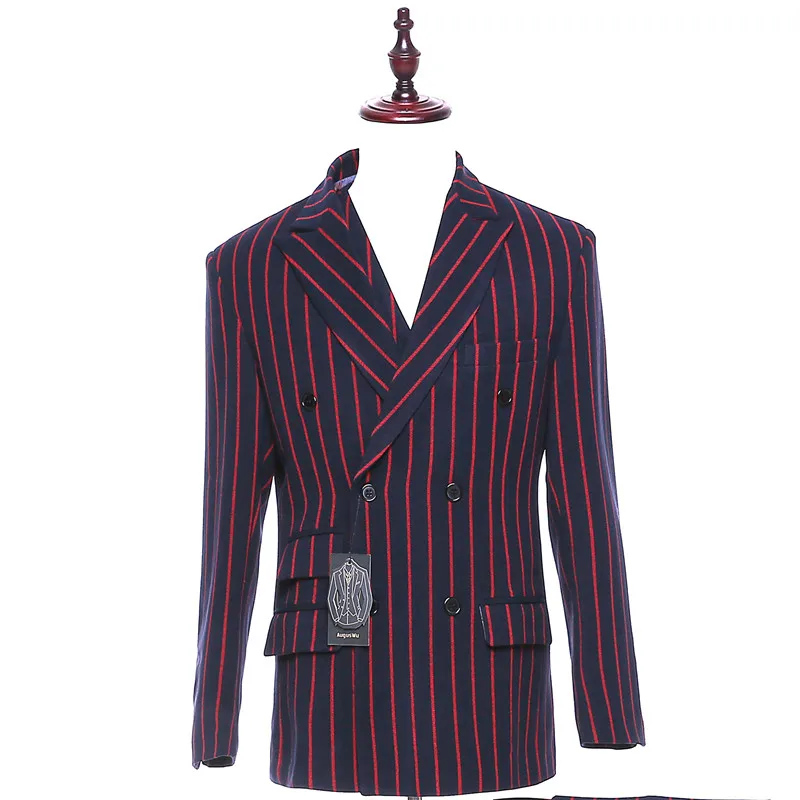 

Men's Blazer Men's Striped Double Breasted Quality Suit Jacket Men's Fashion Casual Jacket Ball Party Dress