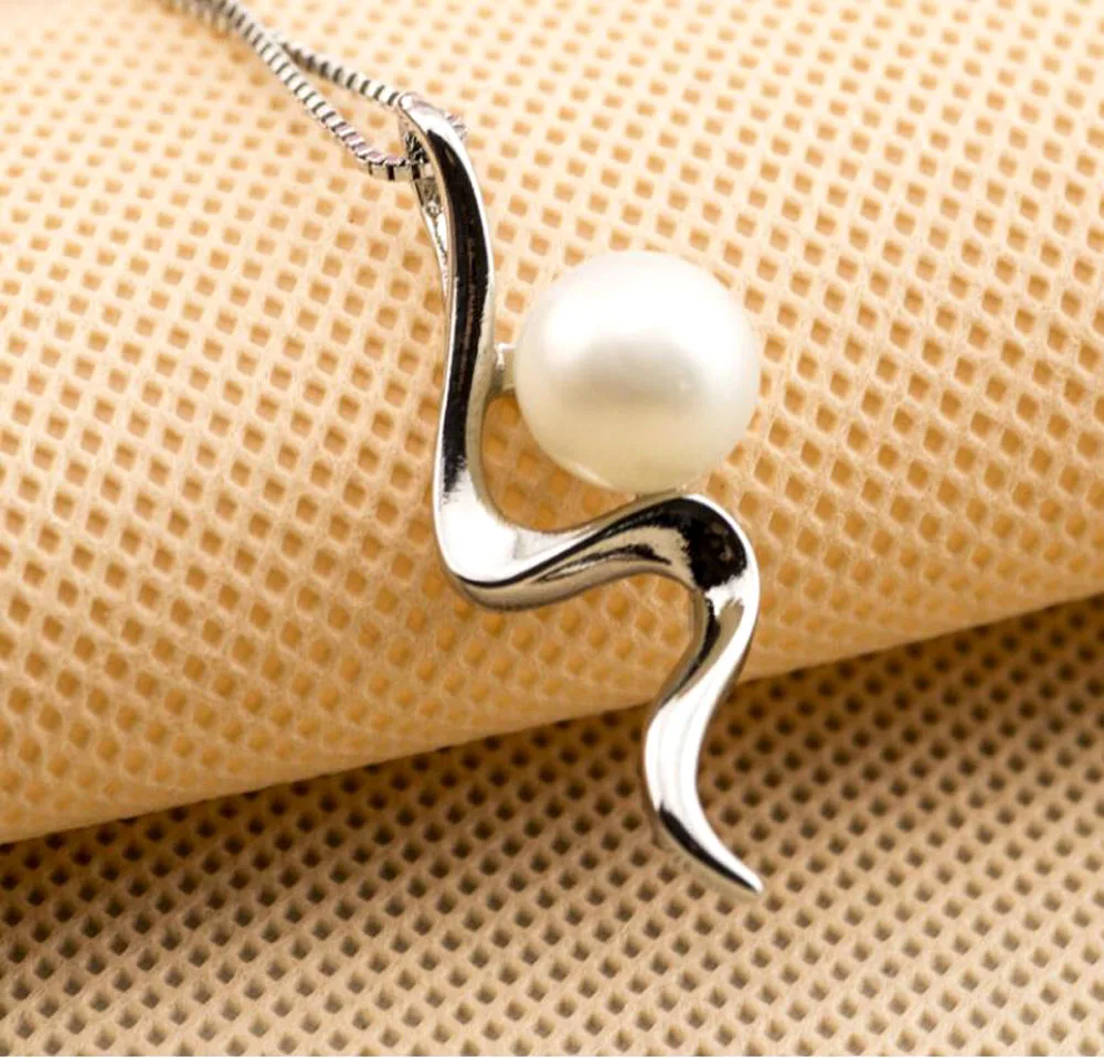 WQQCR 100% 925 Sterling Silver colorShell Pearl Wave Chain Long Pendant Necklaces Wedding Jewelry Necklace Accessories | Украшения и