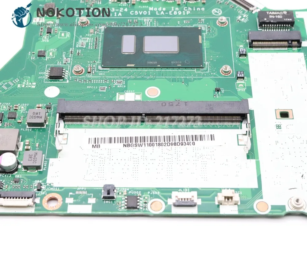 NOKOTION для acer aspire A515 A515-51 материнская плата для ноутбука SR3LA i5-8250U процессор NBGSW11001 C5V01 LA-E891P основная плата