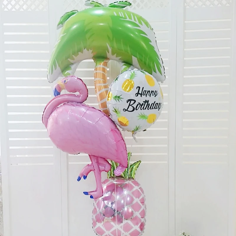 Набор воздушных шаров на день рождения ананас фольгированные шарики фламинго
