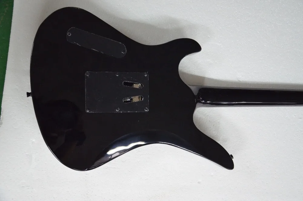 Электрогитара QShelly Черная/белая линия логотип strape skull floyd rose locking nut Sch ebony|shopping musical