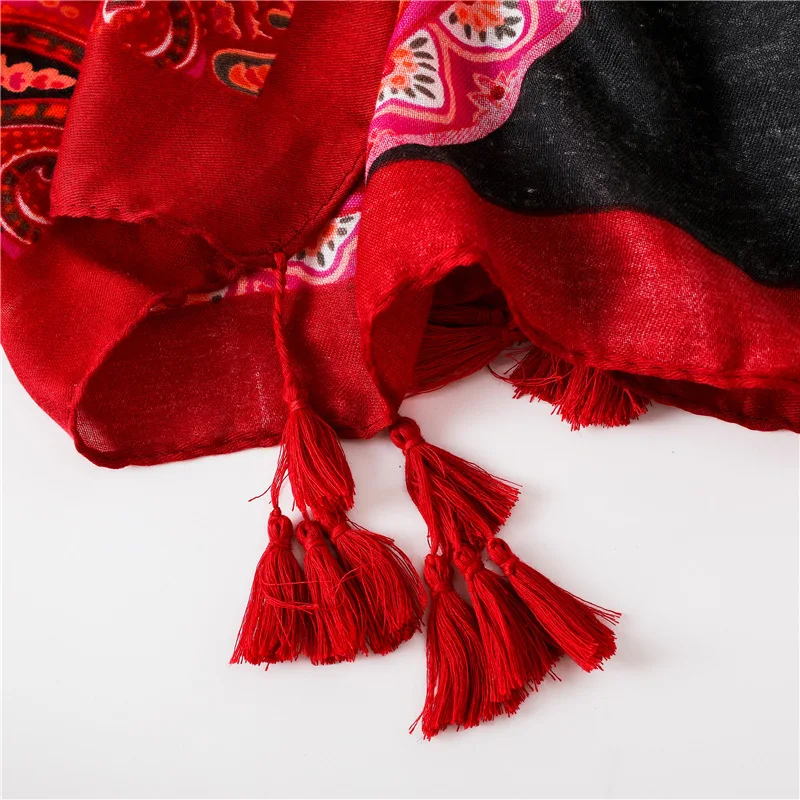 Шарф с цветочным принтом Maroon Cashew испанская мода высокое качество теплый Echarpe