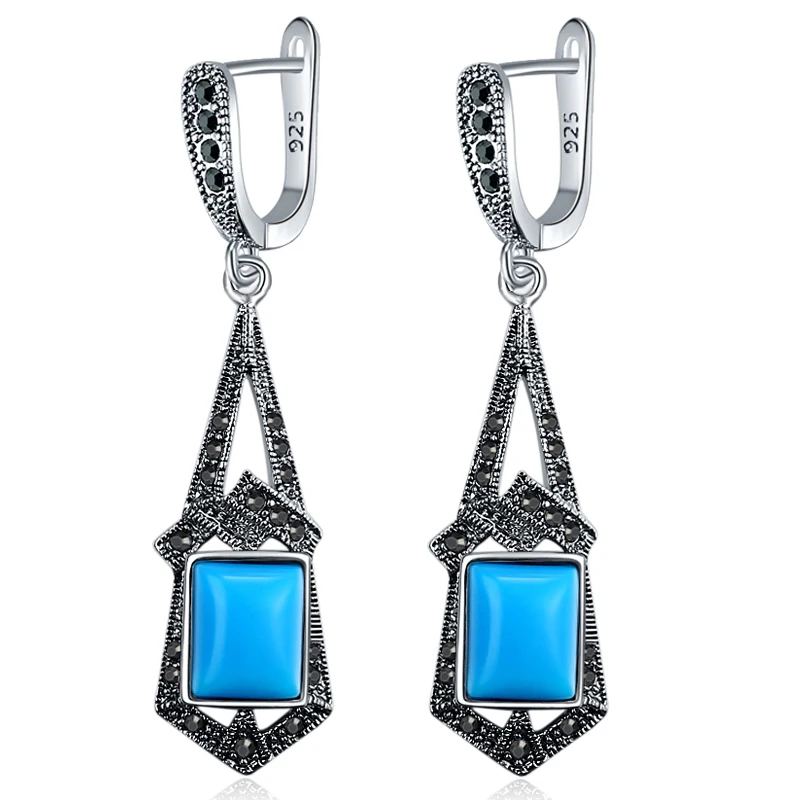Высококачественные синие/черные серьги Ajojewel из смолы для женщин Антикварные