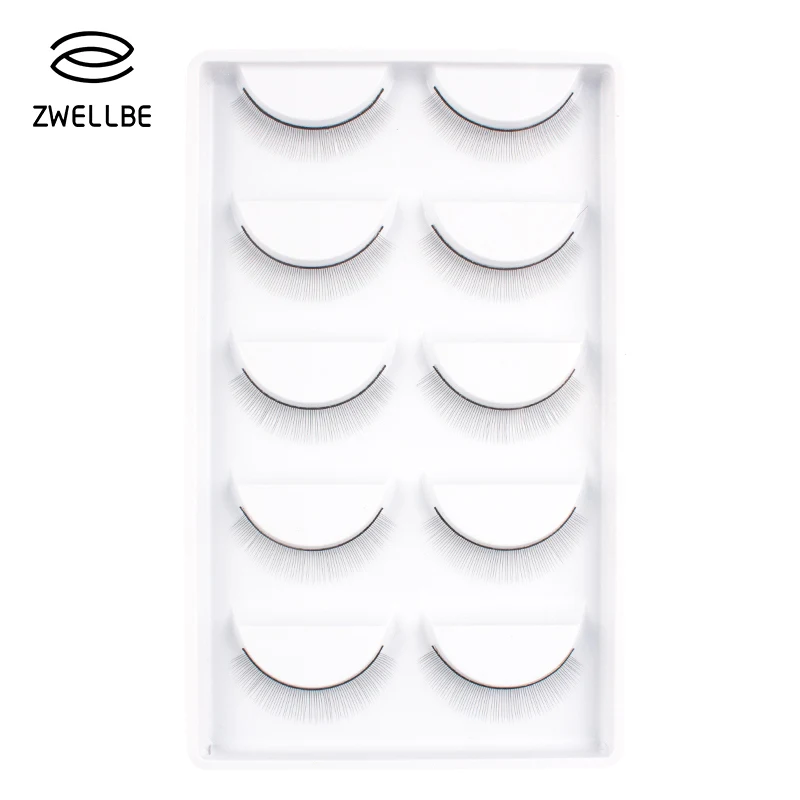 5pairs Zwellbe 5/10 пар практичные мягкие натуральные накладные ресницы ручной работы для наращивания макияжа для начинающих ресницы для обучения инструменты для практики - Цвет: 5pairs