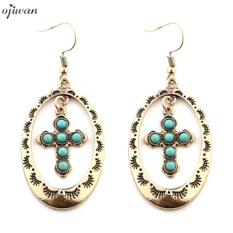 Серьги с камнями Хооп себе Серьги хиппи Индеец Серьги Boho Chic Для женщин для Серьги Навахо крест Серьги Религиозные ювелирные изделия