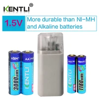 4pcs 1 5v 1180mwh 3000mwh aa aaa rechargeable polymer lithium battery 4 slots aa aaa li ion battery charger with flashlight