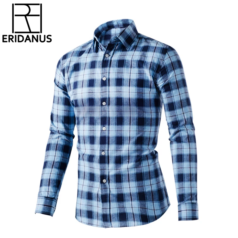 Новинка 2017 года брендовая классическая мужская рубашка в клетку с длинным