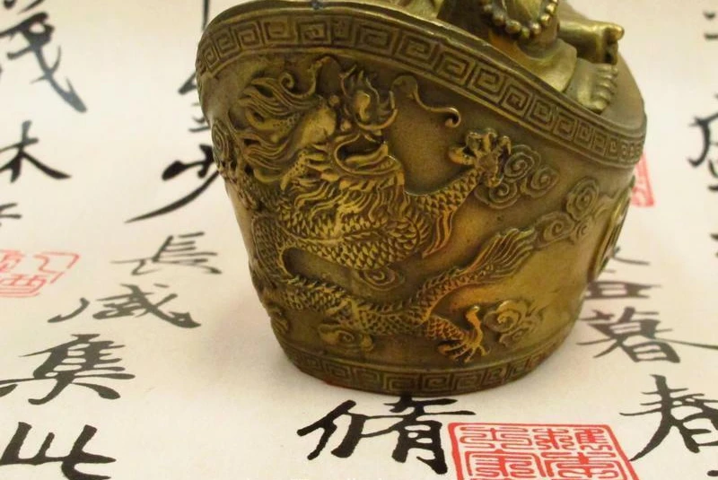 Китайская медная статуя Феникса дракона YuanBao | Дом и сад