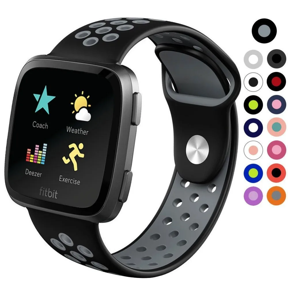 Водонепроницаемый силиконовый ремешок для часов Fitbit Versa регулируемый спортивный