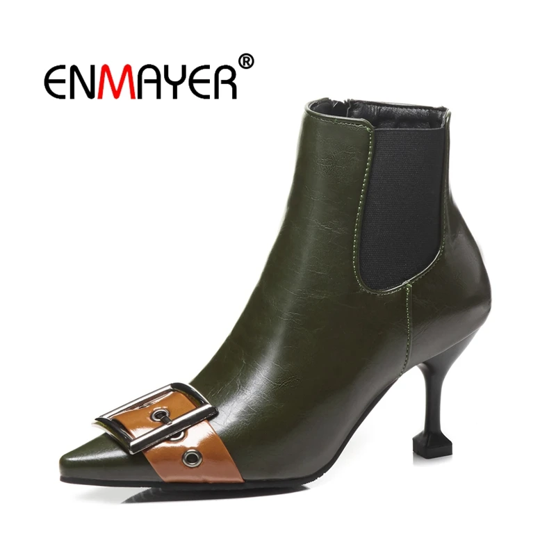 Женские ботильоны ENMAYER зимние ботинки из искусственной кожи модные