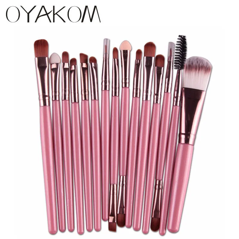 OYAKOM, 15 шт., Профессиональные кисти для макияжа, тени для век, основа для пудры, подводка для глаз, бровей, губ, набор кистей для макияжа, косметические наборы, инструменты