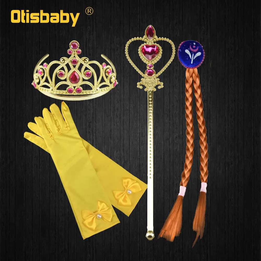 Gold Crown Set Необычные Девушки Принцесса парик Рапунцель детский день рождения Хэллоуин маскировка ребенок Русалочка Ариэль Аврора Белоснежка волосы - Цвет: Gold Crown Set