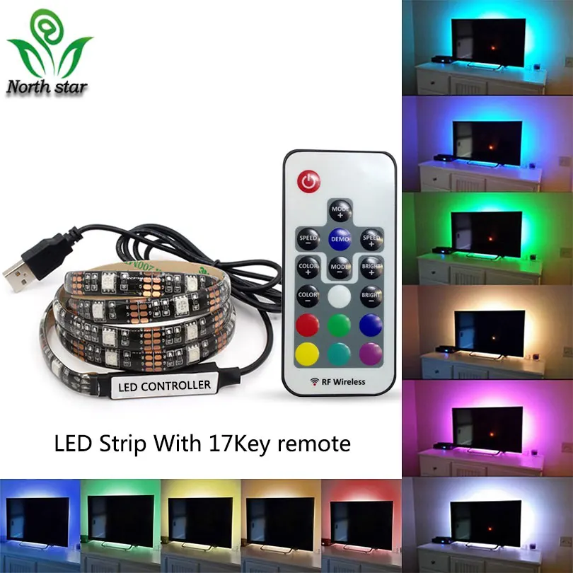 1 шт. DC 5 В USB питание Декор RGB водонепроницаемая светодиодная лента SMD 5050 м для ТВ