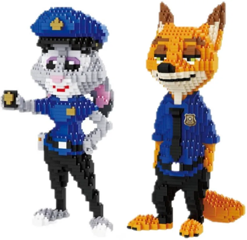nick 51-52 no box Balody блоки мультфильм строительные игрушки милый кролик Джуди Ник лиса полицейский стиль модель Zootopia Brinquedos игрушки для детей подарок - Цвет: nick 51-52 no box