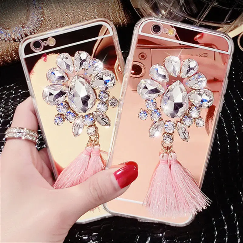 Для iPhone 6 S 7 8 Plus X Роскошные со стразами с украшениями под бриллианты Цветочные