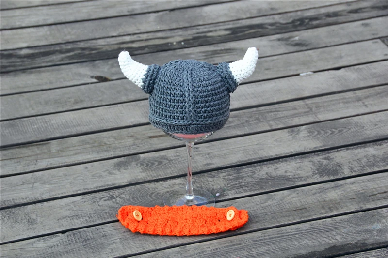 Вязаная шапка викинга для малышей и взрослых вязаная крючком Детская шапка-шлем