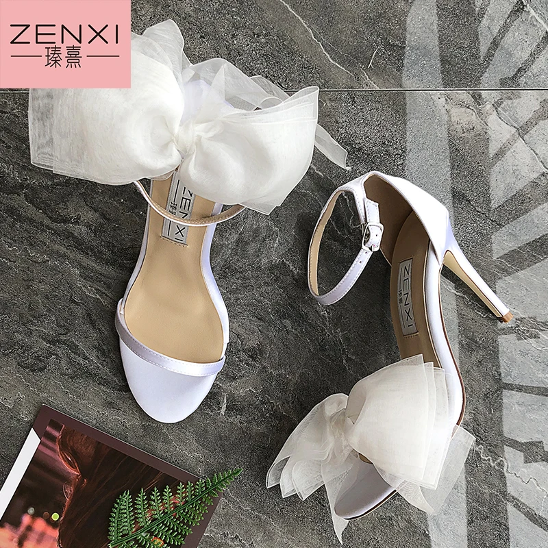 Aveline/100 мм сандалии ZENXI; стиль; дизайн Flly Embrace Du Jour; ассиметричные сандалии с бантами, завязанными вручную