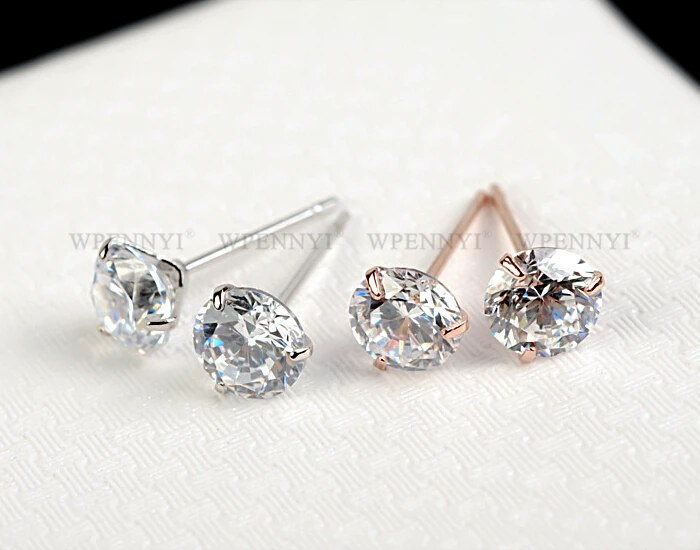 Роза золотого цвета блестящий 3 зубец прозрачный Круглый 6 мм 0.75ct циркония Сердца