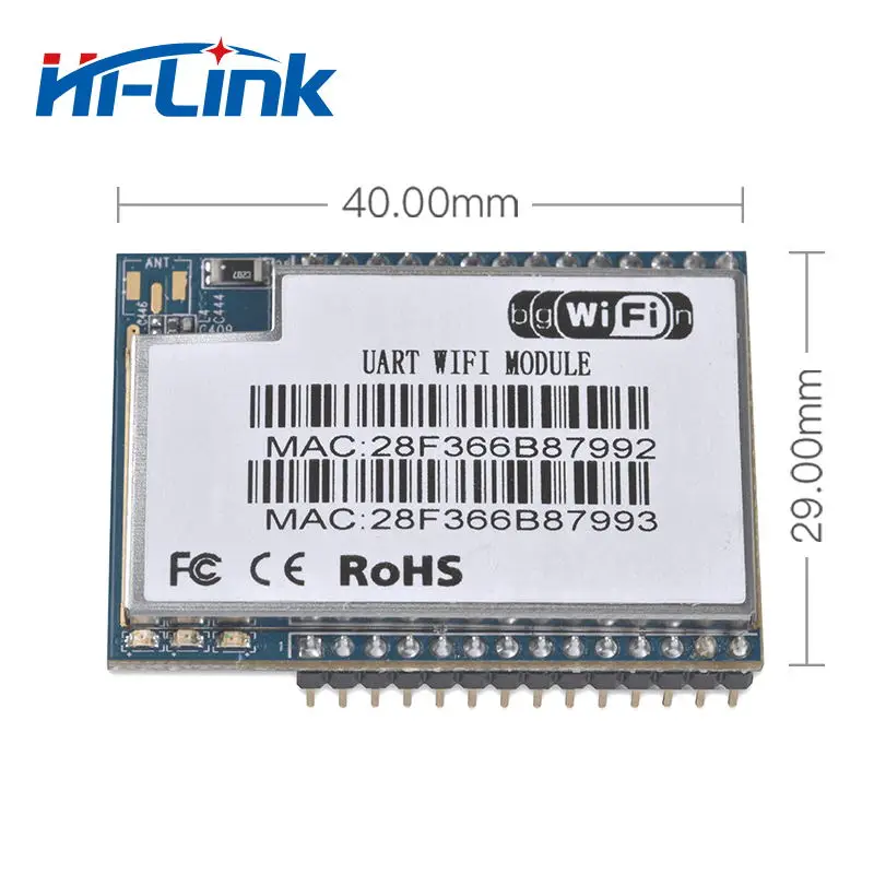 

Free shipping 2pcs/lot HLK-RM04 Serial to WIFI Embedded wireless module with internal antenna 32M RAM 8M Flash smart industry
