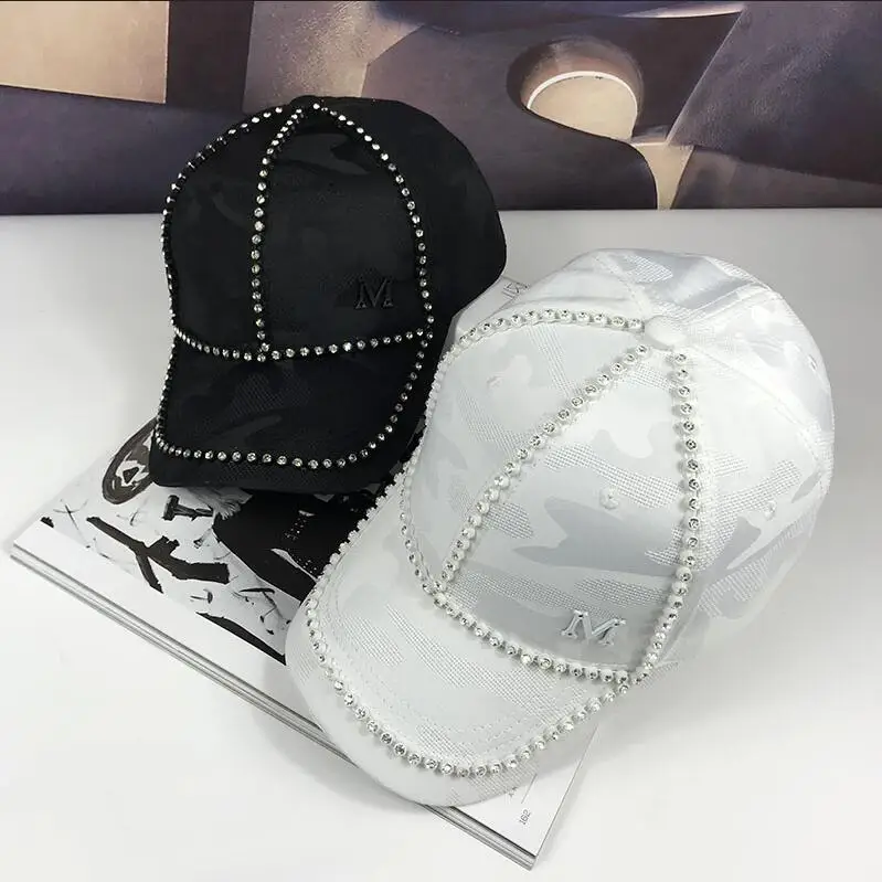 Sequins M Letter camouflage Baseball Caps Women's Sun Hats Breathable Mesh Hat Gorras Summer Cap For Women Snapback Casquette