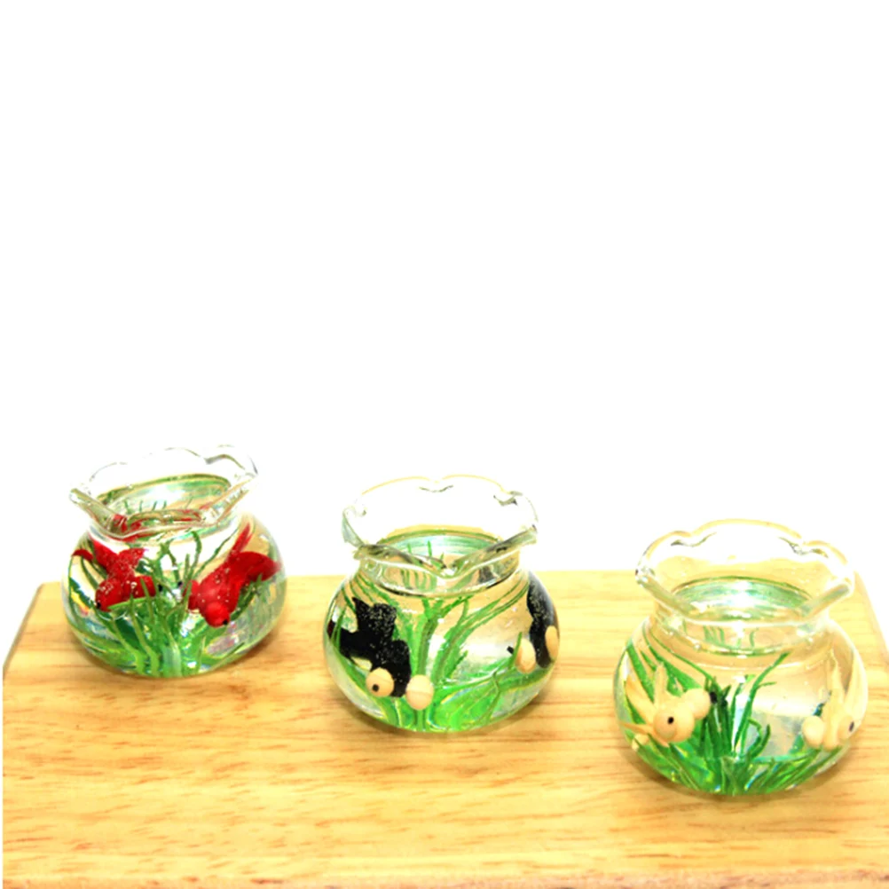 

Glass Fish Tank Mini 1:12 Dollhouse Miniature Transparent Aquarium Dollhouse Ornaments Pretend Play Toys Kids Toys Doll Gifts