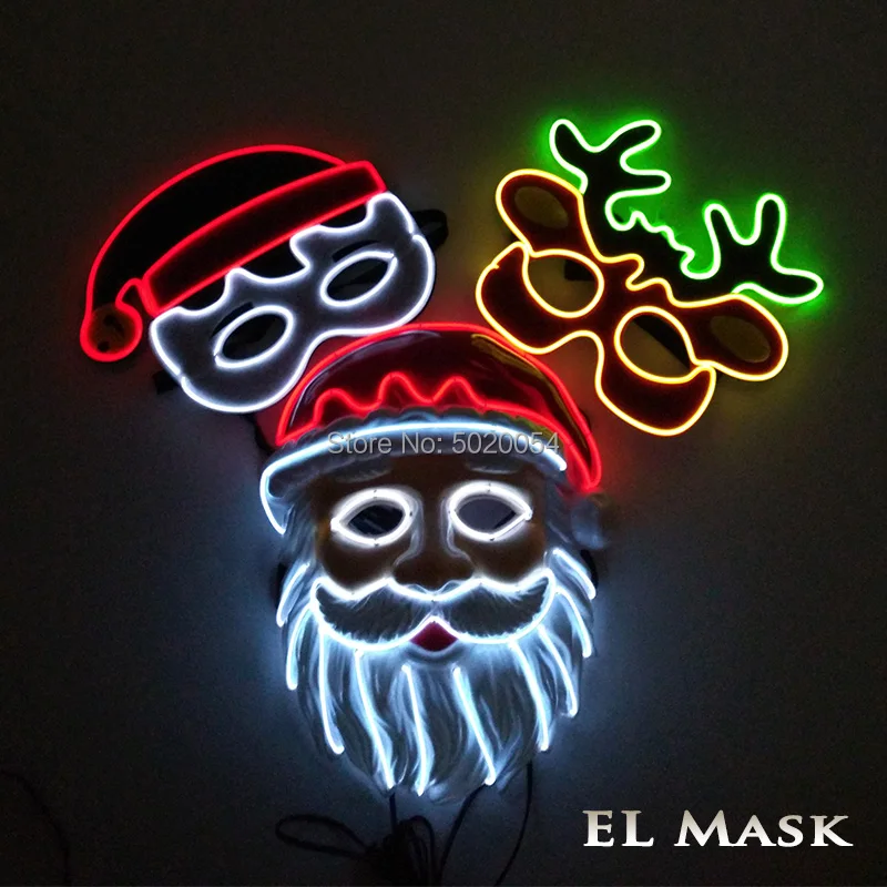 

GZYUCHAO EL Cosplay EL Wire Mask Christmas Costume Props Led Mask Family Happy Glowing Mask For Christmas Decoration