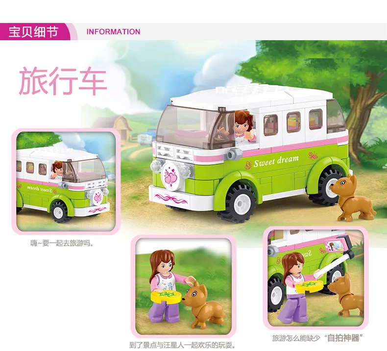 Совместимы с оригинальными конструкторами SLuban Building Friends Station Wagon Blocks Dream Series 0523