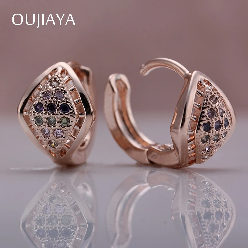Круглые серьги OUJIAYA из розового золота 585 пробы с инкрустацией микрофианита |